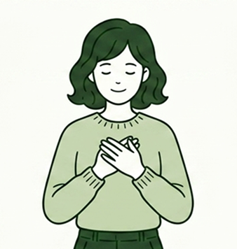 心に手を当てる女性のイラスト